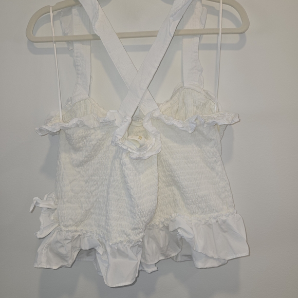 Anthropologie White Ruffled Tank Top Size Xl Preloved In Great Condition - Picture 5 of 7
